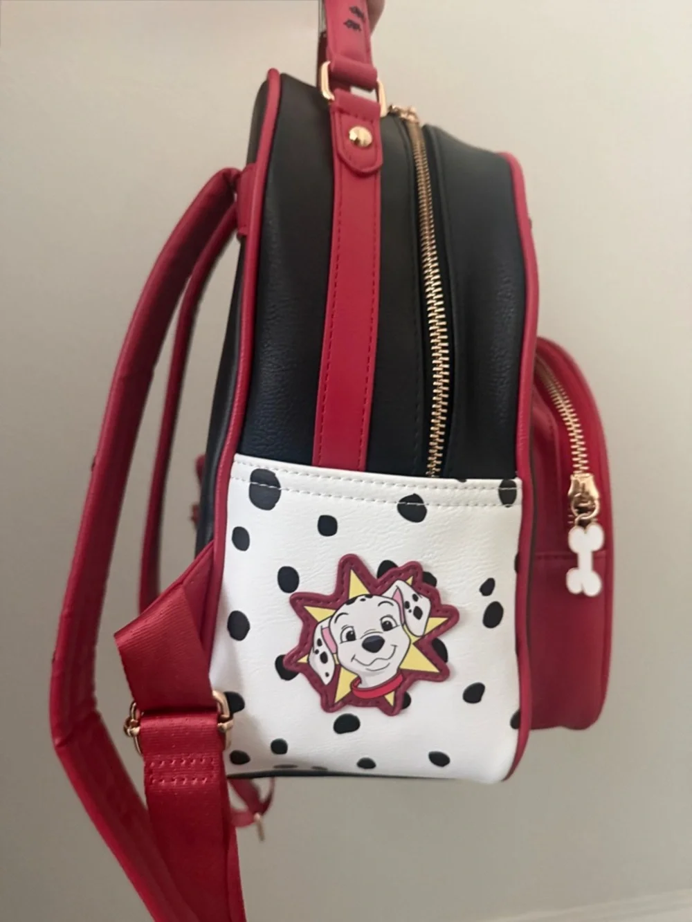 Disney Black and Red 101 Dalmatians Dog Applique Mini Backpack